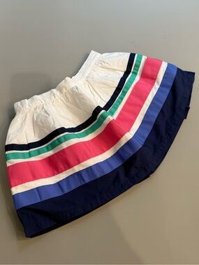 Gymboree White Cotton Circle Skirt with Multicolor Stripe Detail